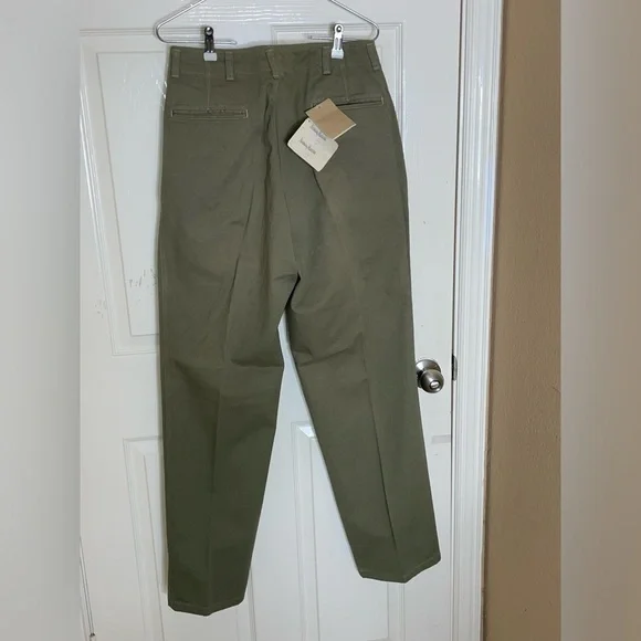 Armani Jeans Khaki Pants Mens Size 30/34 Olive Green Flat Front Casual Cotton - Picture 4 of 11